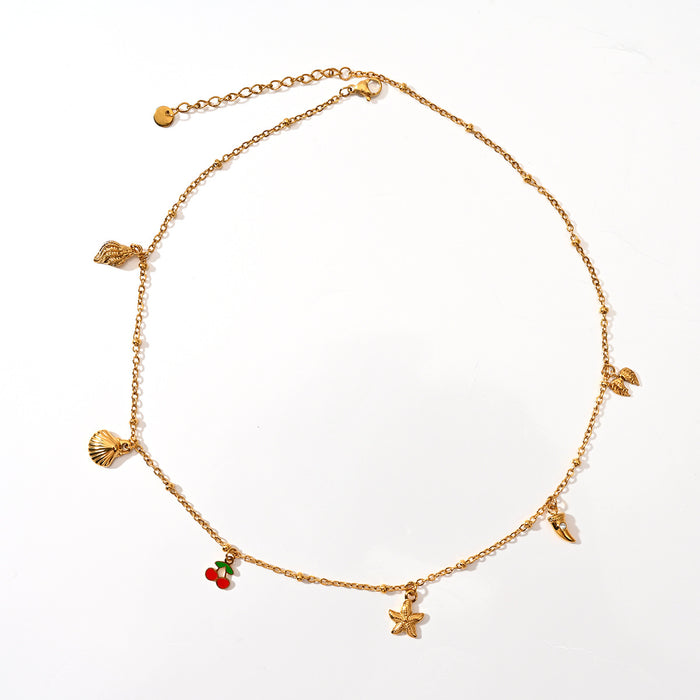 Wholesale Simple stainless steel butterfly necklace with creative ocean style pendant matching