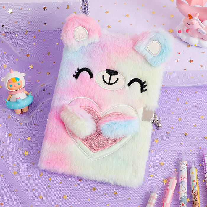 Wholesale Cartoon Bear Lock Plush Notebook