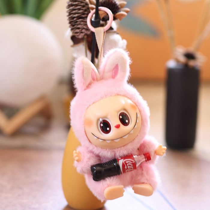 Wholesale Cute and cute second generation Coke vinyl rabbit pendant plush toy doll little rabbit bag pendant keychain