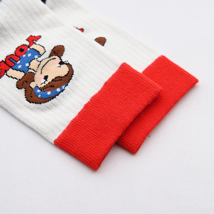 Wholesale New illustration women's socks, cotton socks, mid tube trendy socks, cartoon socks