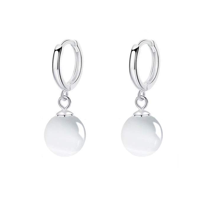 Wholesale  Retro new S925 sterling silver cat's eye stone earrings  temperament girls ear buckle jewelry