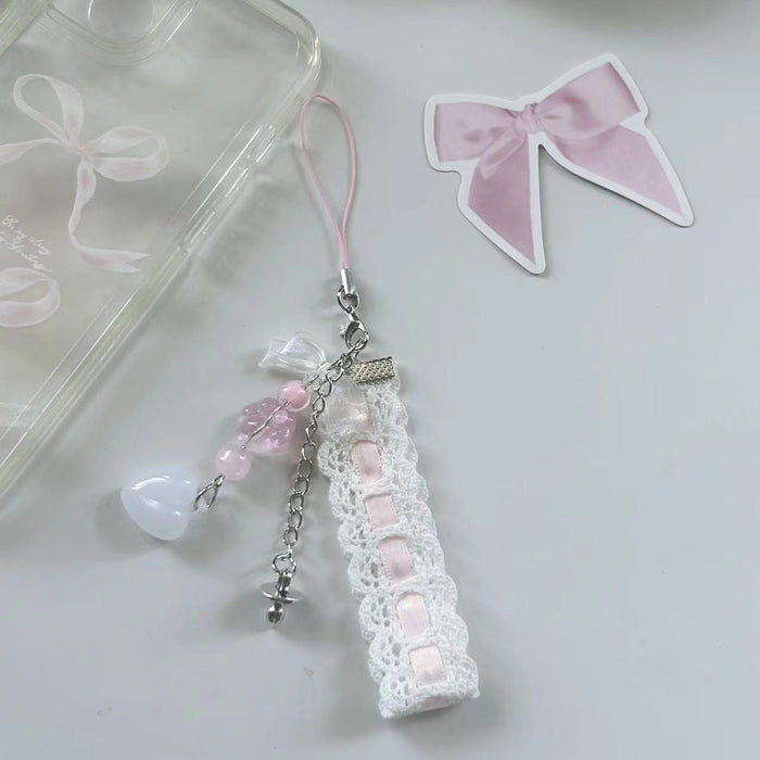 Wholesale Ballet Shoes Original Lace Cat Claw Girl Pink Bow Ribbon Mobile Phone Chain