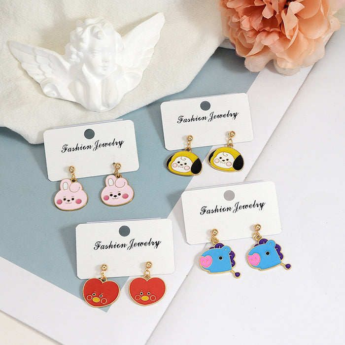 Wholesale Cute Cartoon Drop Earrings Metal Fashion Jewelry Accessory for Teens MOQ≥2