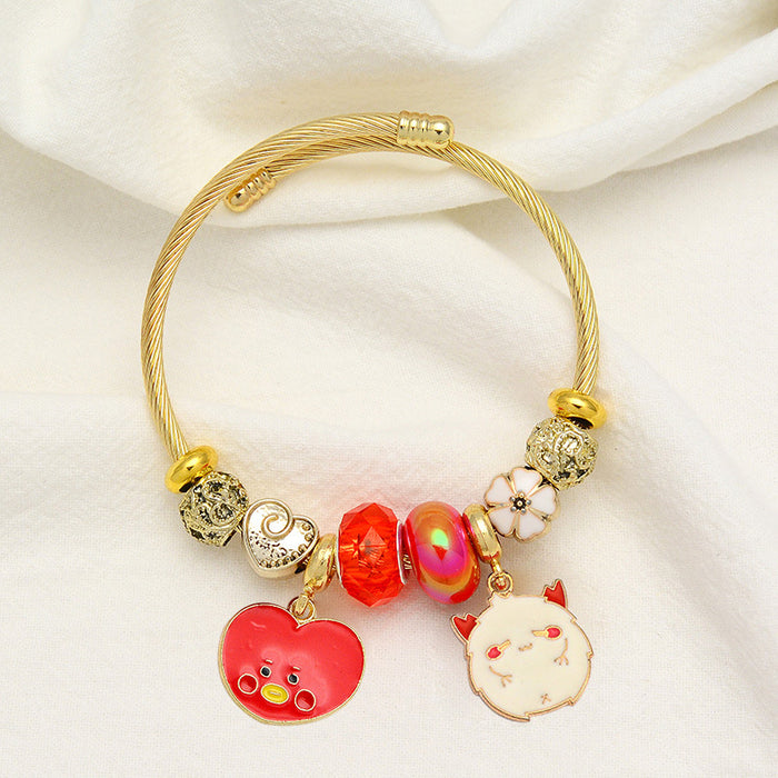 Wholesale Stainless Steel Ghost Pumpkin Beaded Bracelet Cartoon Design MOQ≥2