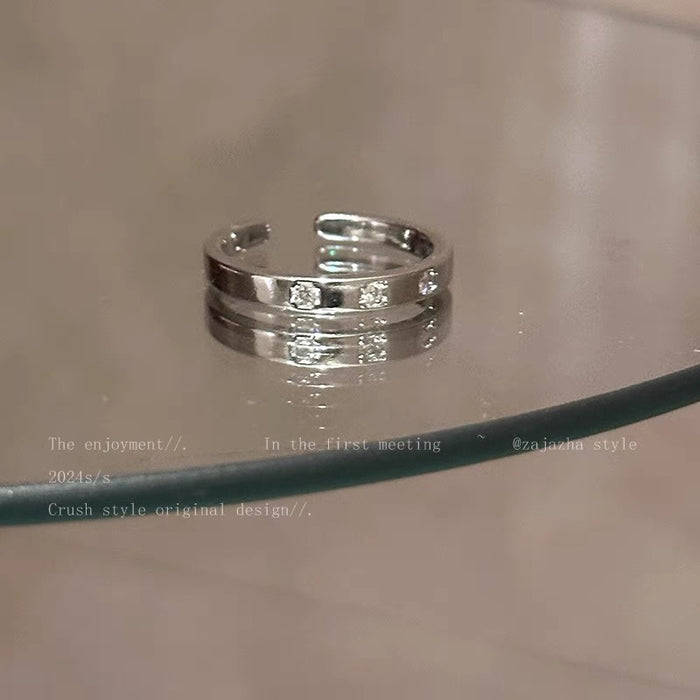 Wholesale Simple zircon open adjustable ring set
