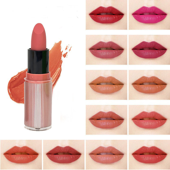 Wholesale 12 color lipstick, bare color, matte matte finish, lip gloss that does not fade, moisturizing lips