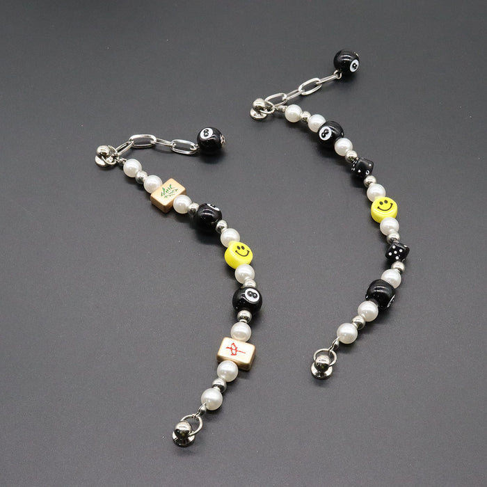 Wholesale jewelry  billiards black 8 dice mobile phone lanyard hair whiteboard smiley hip hop