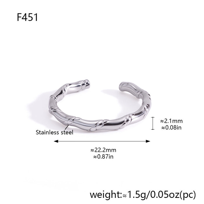 Wholesale Hollow Geometric Stainless Steel Adjustable Open Ring Gold Plated Jewelry