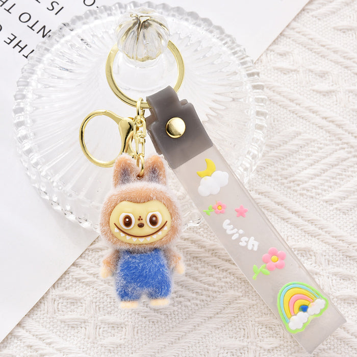 Wholesale Cartoon Flocked Cute Soft Rubber Keychains
