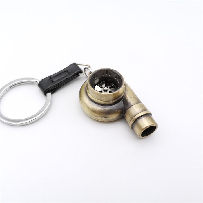 Wholesale Zinc alloy blades rotate on this car turbocharger shaped metal alloy keychain