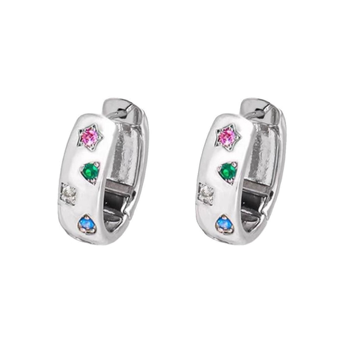 Wholesale Star Ear Buckle Earrings, Colorful Zircon Earrings, Rare New Product