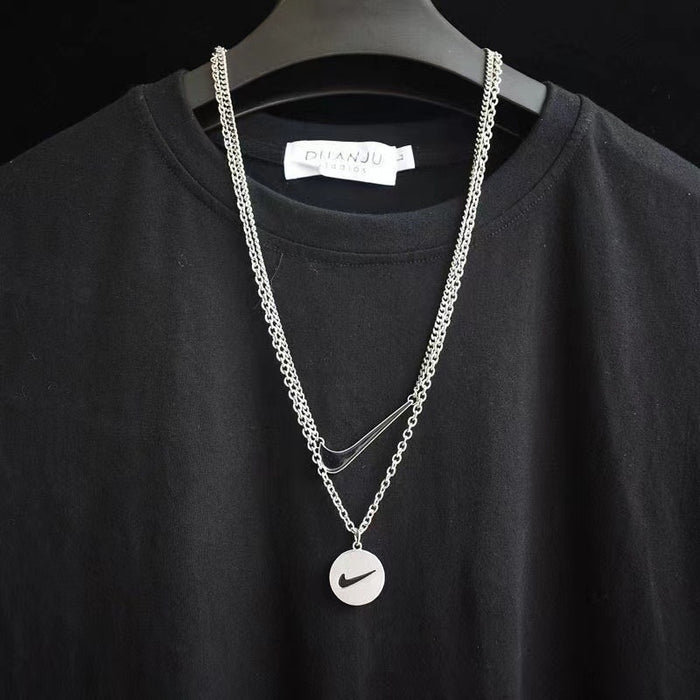 Wholesale Necklace Street Trendy Cool Simple Personalized Round Pendant Necklace