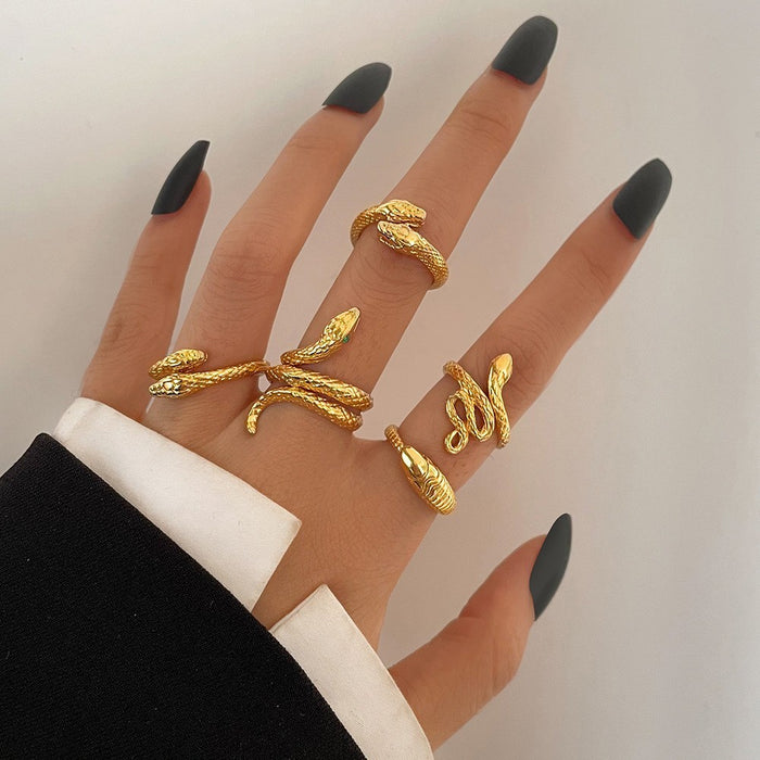 Wholesale Dark Retro Creative Spades a Card Ring Five-Piece Set Women' s Personalized Hand Accessories National Show Aliexpress Hot Selling