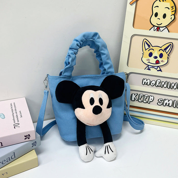 Wholesale Canvas cartoon plush bucket shoulder bag that can be carried by hand