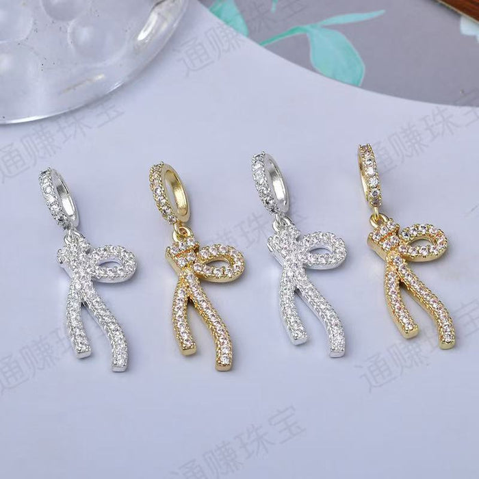 Wholesale 14K gold pendant with diamond wings and bow necklace jewelry accessories