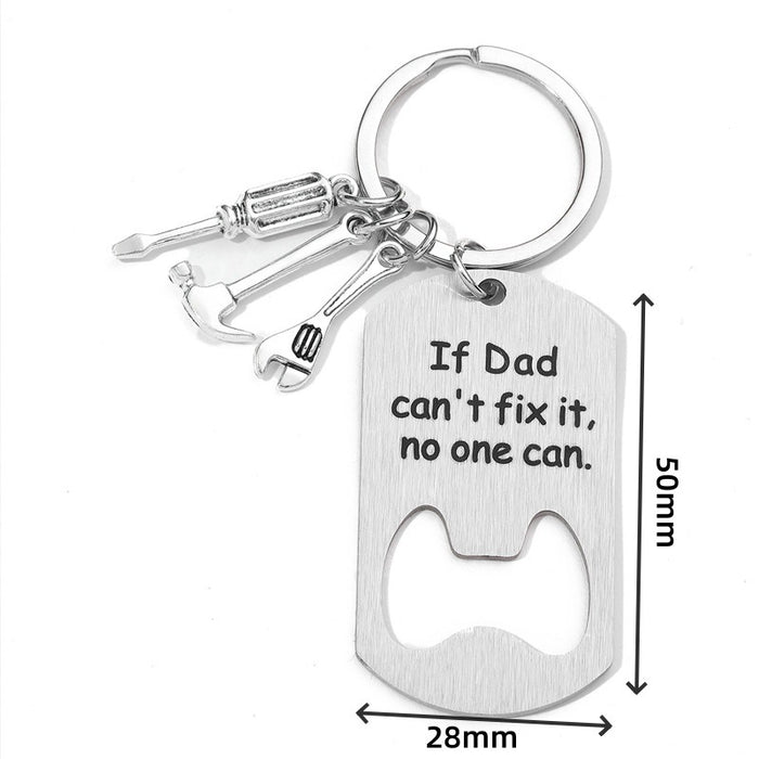 Wholesale Stainless steel bottle opener keychain engraved pendant Father's Day metal keyring