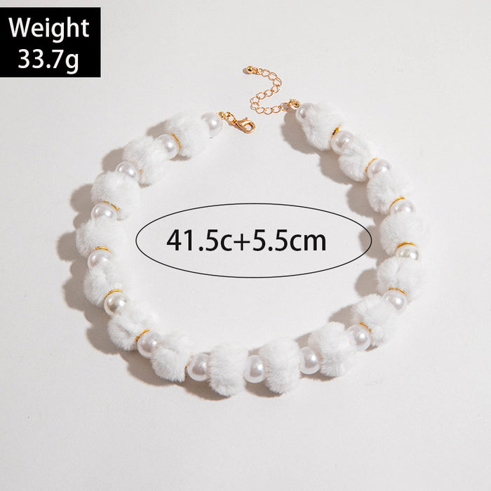 Wholesale Acrylic Beaded Choker Necklace Colorful Pom-Pom Design Fashion Jewelry Accessory MOQ≥2