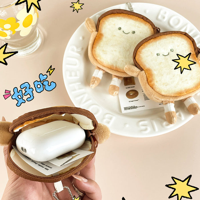 Wholesale Toast Plush Coin Purse Creative Sliced Bread Pendant Student Headset Coin Storage Bag