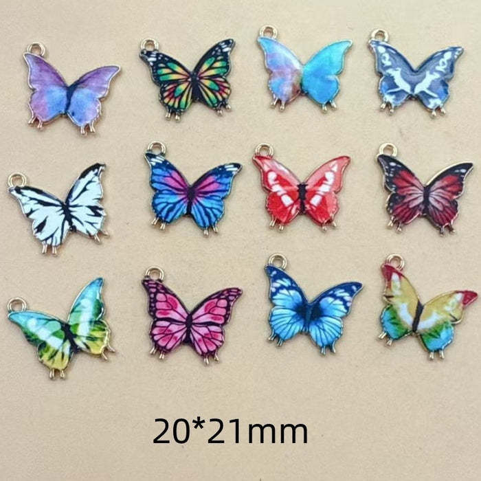 Wholesale 10 PCS DIY alloy enamel colorful butterfly single pendant charm