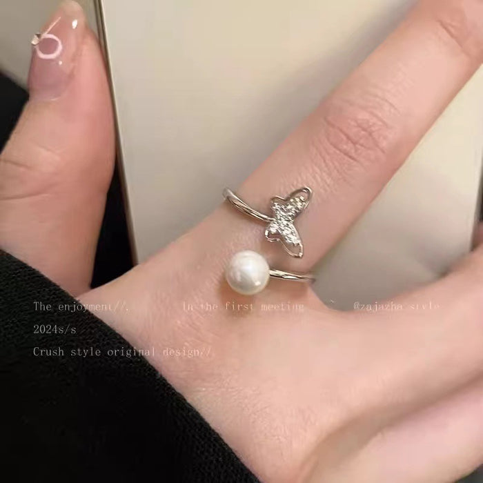 Wholesale Green butterfly open ring niche versatile ring