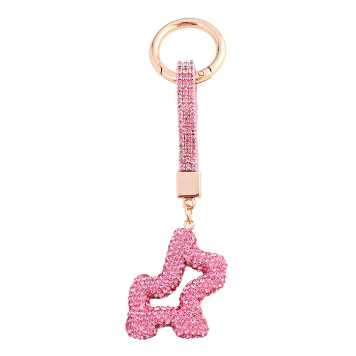 Wholesale Diamond Rope Round Buckle Clay Puppy Keychain