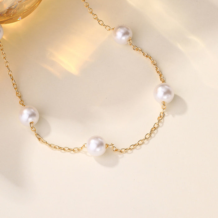 Wholesale New Jewelry Fashion Pearl Chain Necklace Simple Luxury Pearl Pendant