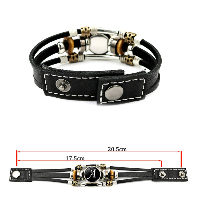 Wholesale Letter Time Gem Leather Bracelet Women Retro Punk Style Handmade Multi-layer Beaded Bracelet Jewelry