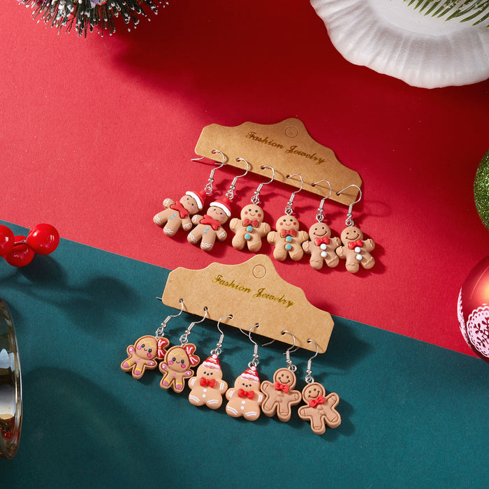 Wholesale Christmas Resin Cute Gingerbread Man Earrings