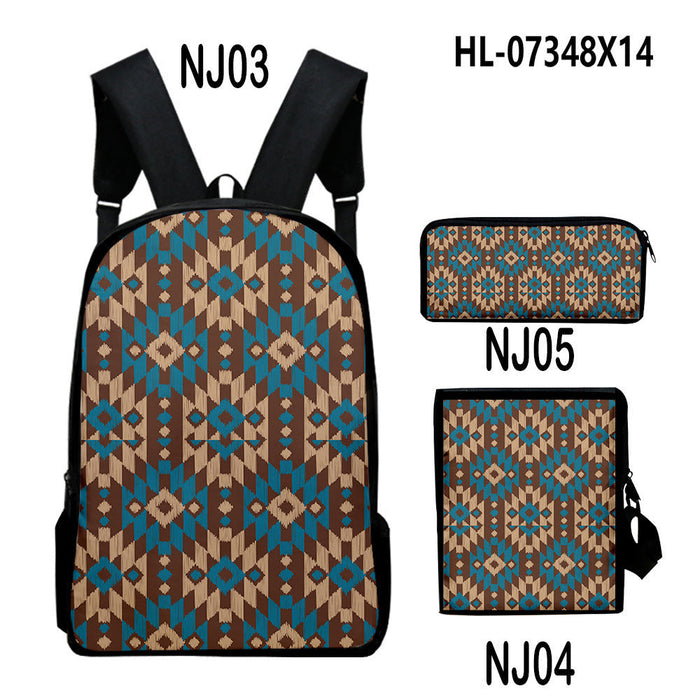 Wholesale Aztec Backpack + Shoulder Bag + Pencil Case Three-piece Set JDC-BP-JieNi002