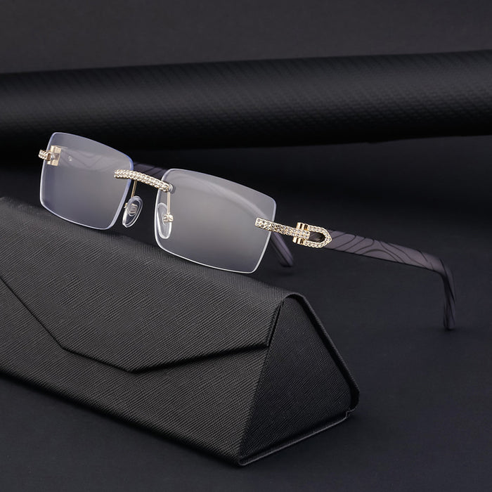 Wholesale Frameless Men's Diamond Wood Grain PC Sunglasses JDC-SG-KaJila005