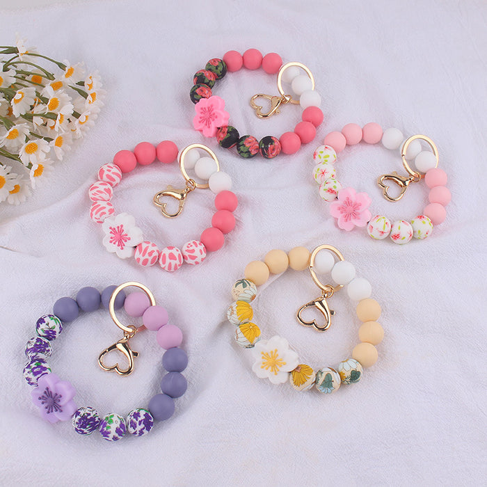 Wholesale Silicone Begonia  Jewelry Silicone Keychain Flower Bracelet