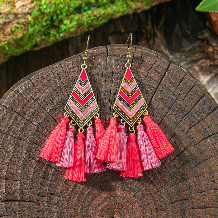 Wholesale Bohemian Tassel Earrings Vintage Style Fashion Accessory Gift MOQ≥2