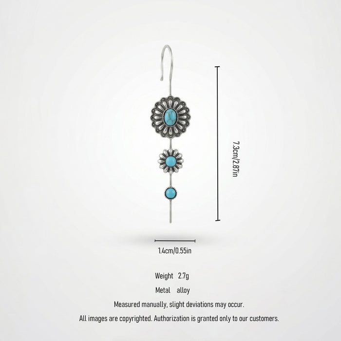 Wholesale 3pcs Turquoise Flower Vintage Bohemian Long Earrings