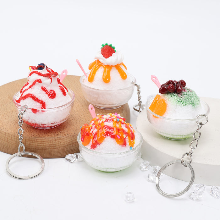Wholesale Simulated Fruit Shaved Ice Food Pendant In PVC Trendy Bag Charm And Car Key Accessory For Summer MOQ≥5