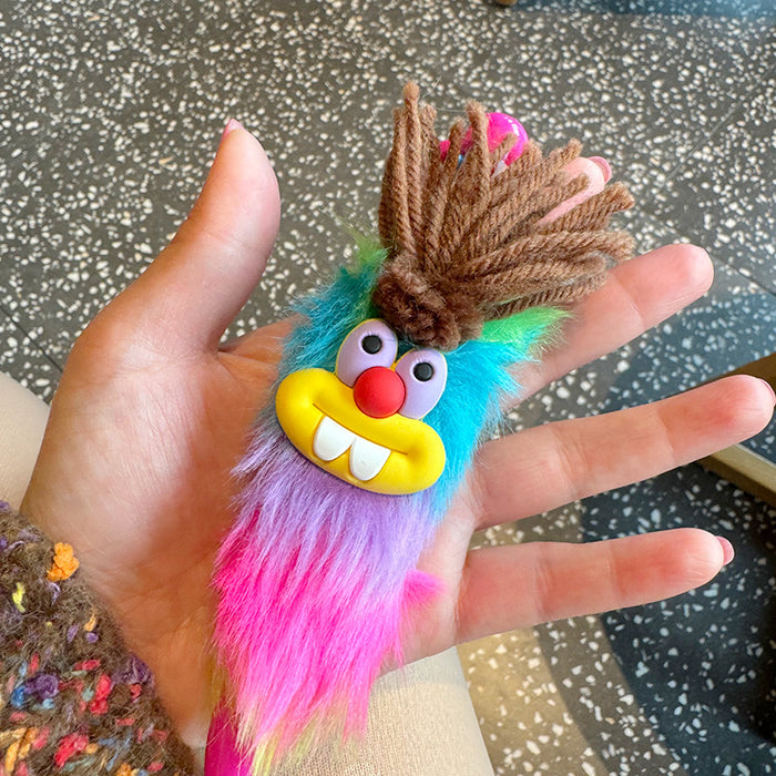 Wholesale Colorful plush Pen wool ugly cute multi-color ballpoint pen creative student press journal notes mark