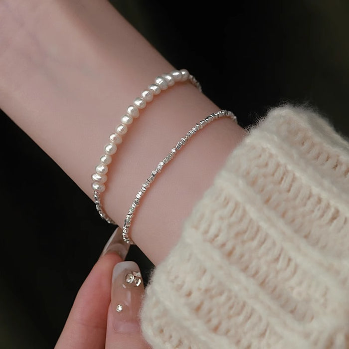 Wholesale Broken silver bracelet, fine natural pearl bracelet, ladies' pure silver bracelet
