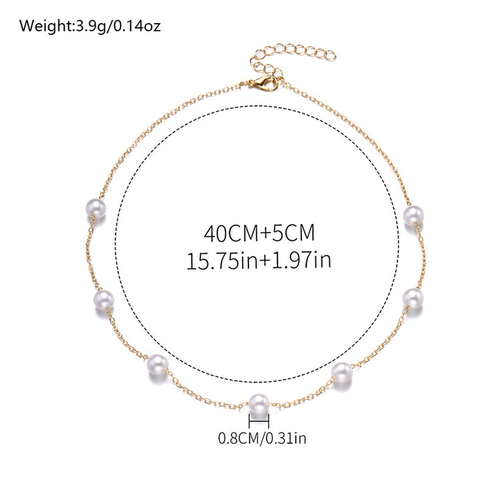 Wholesale New Jewelry Fashion Pearl Chain Necklace Simple Luxury Pearl Pendant