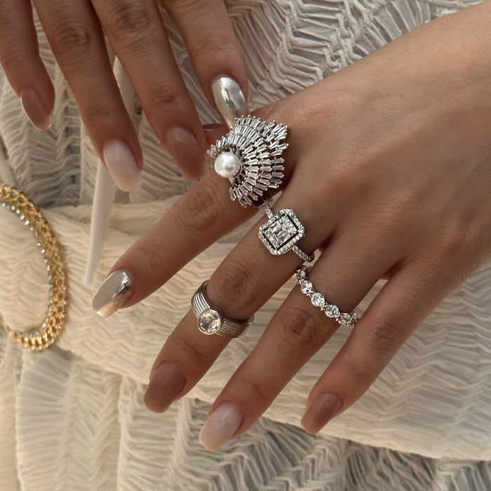 Wholesale Geometric Stackable Ring with Zircon Copper Plated Fashion Jewelry Accessory
