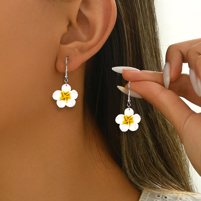 Wholesale Handmade Soft Clay Egg Flower Shell Jewelry Set Pink Beach Style Fashion Accessory