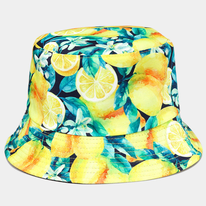 Wholesale  Tropical Fruit  Hat  Trend Double-sided Printed Basin Hat Outdoor Sun Protection Hat