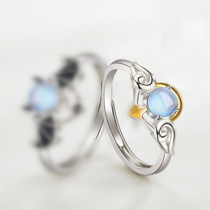 Wholesale Fashion Moonstone Ring  Opening Adjustable Couple Ring