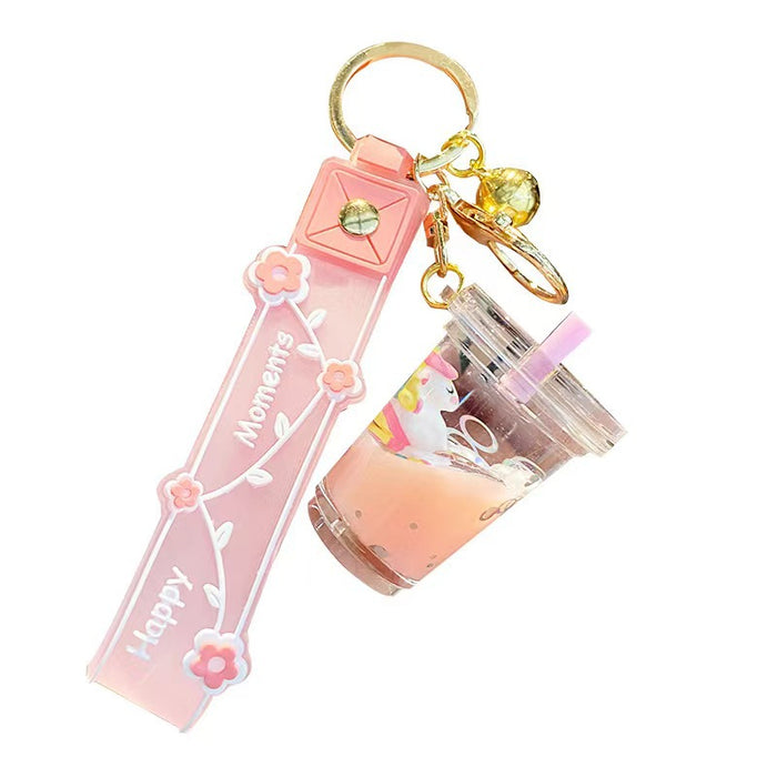 Wholesale Cute Milk Tea Cup Unicorn Quicksand Keychain JDC-KC-ZT012