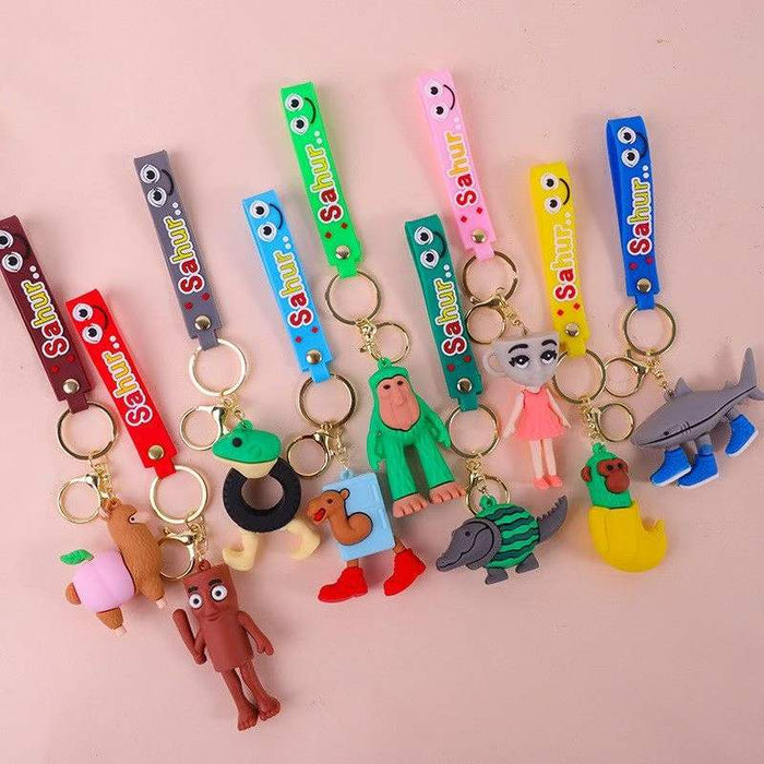Wholesale Doll keychain funny abstract stick man shark small pendant