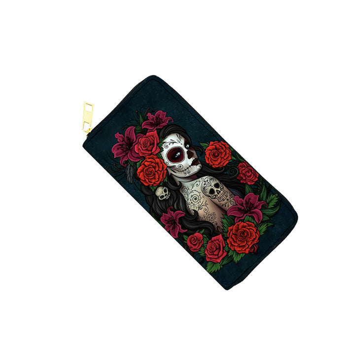 Wholesale 5pcs Cartoon Skull Print Long PU Wallet JDC-WT-JiRui010