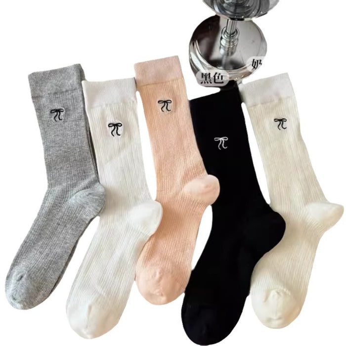 Wholesale Socks, thin, mid length, butterfly knot, long tube, breathable, mesh, stacked socks