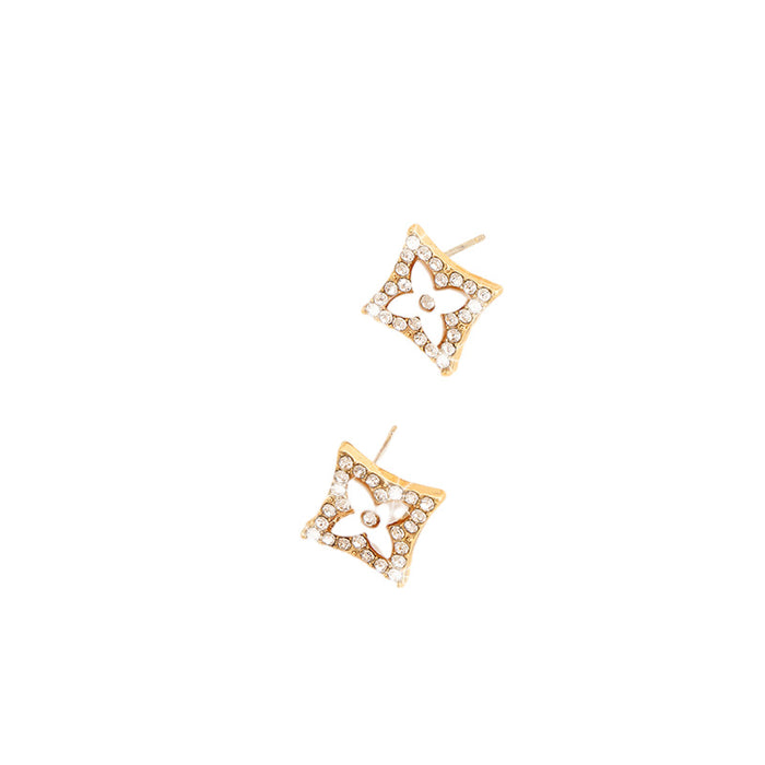 Wholesale Diamond earrings, high-end and exquisite earrings with versatile temperament, silver needles, fashionable and full of diamonds earrings