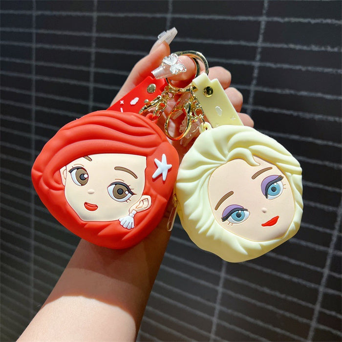 Wholesale Cute cartoon coin purses and keychains for girls in various colors.