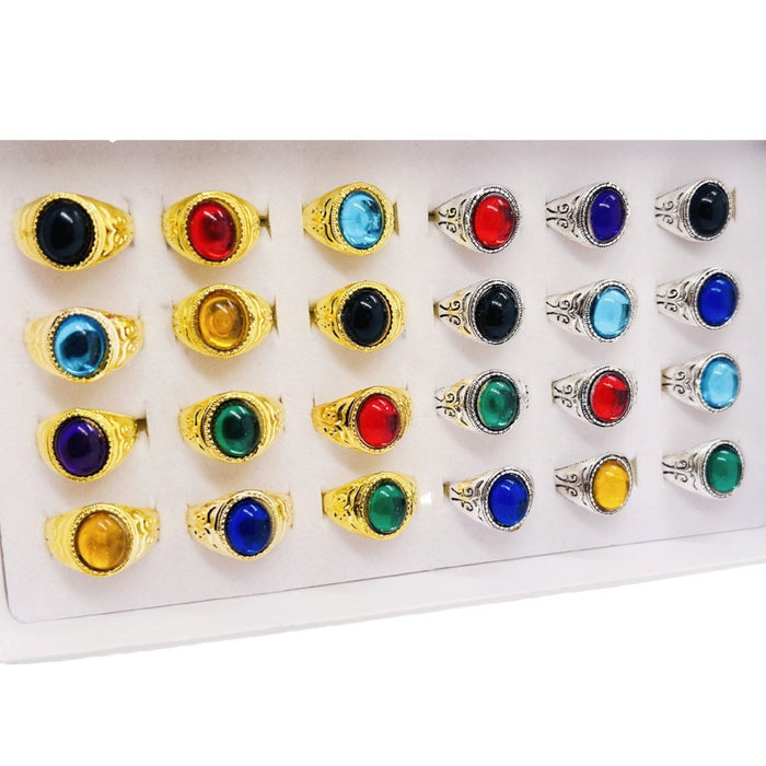 Wholesale Imitation gemstone men' s ring jewelry box vintage jewelry