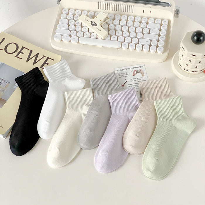 Wholesale Cotton new mesh breathable short tube socks, thin version, college style boat socks