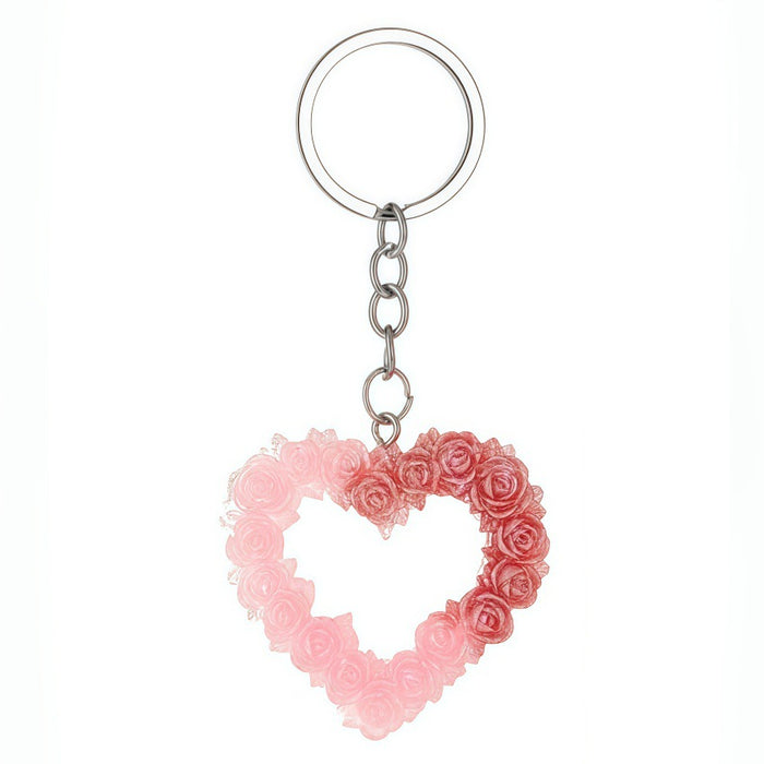 Wholesale Resin glitter rose heart keychain
